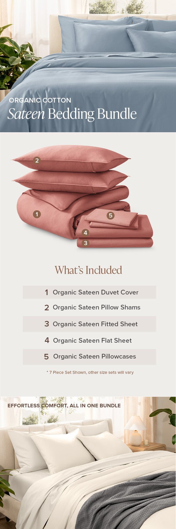 Organic Cotton Sateen Bedding Bundle EBC Mobile