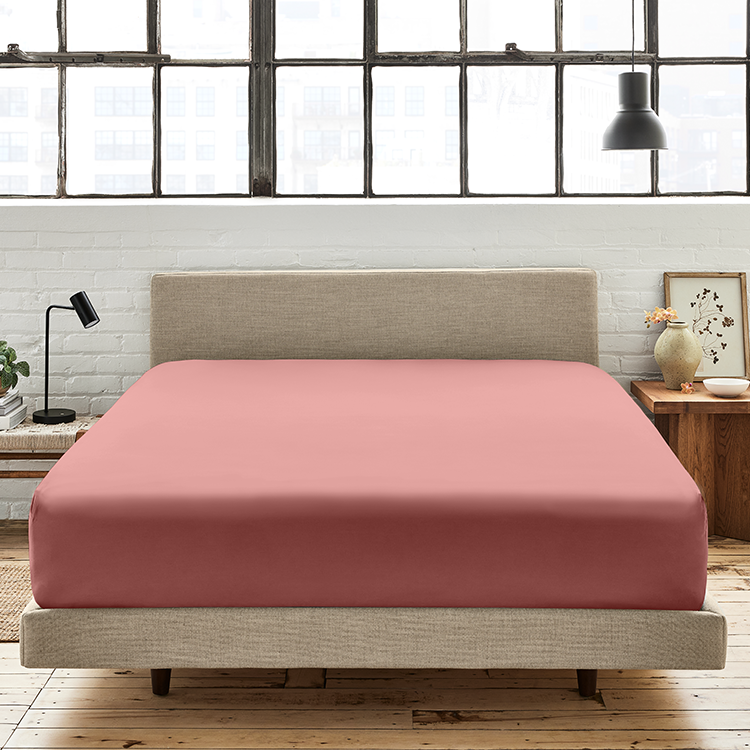 Bed styled with pink Ultra Soft Fitted Sheet