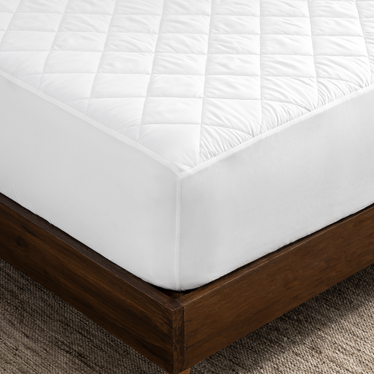 Closeup of white Wrap Around Bed Skirt fabric texture