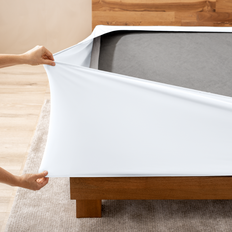 Box spring with a white cover