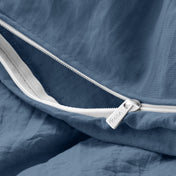 Close up of a duvet cover zipper closure