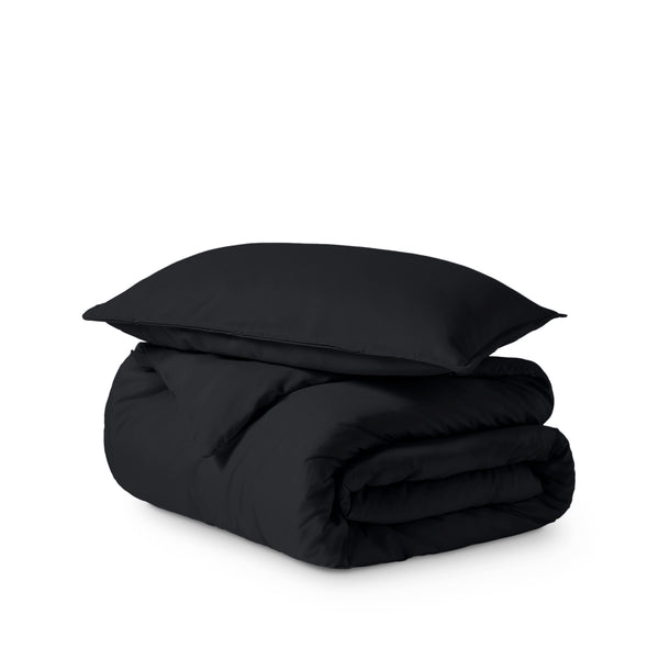 Solid color duvet set folded and stacked