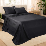 Modern bedroom with sateen sheets on the bed