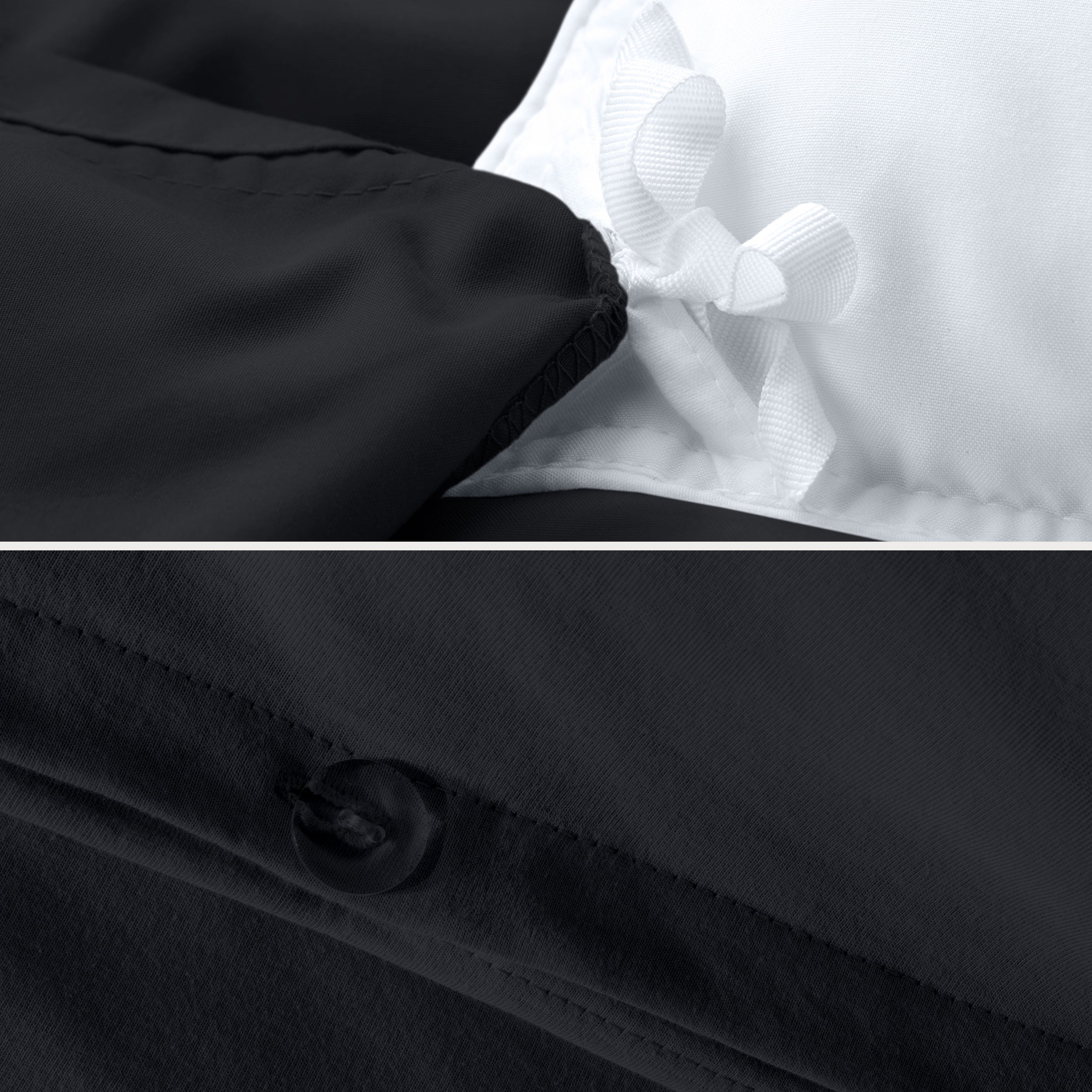 Close up of the ties and buttons on the duvet cover