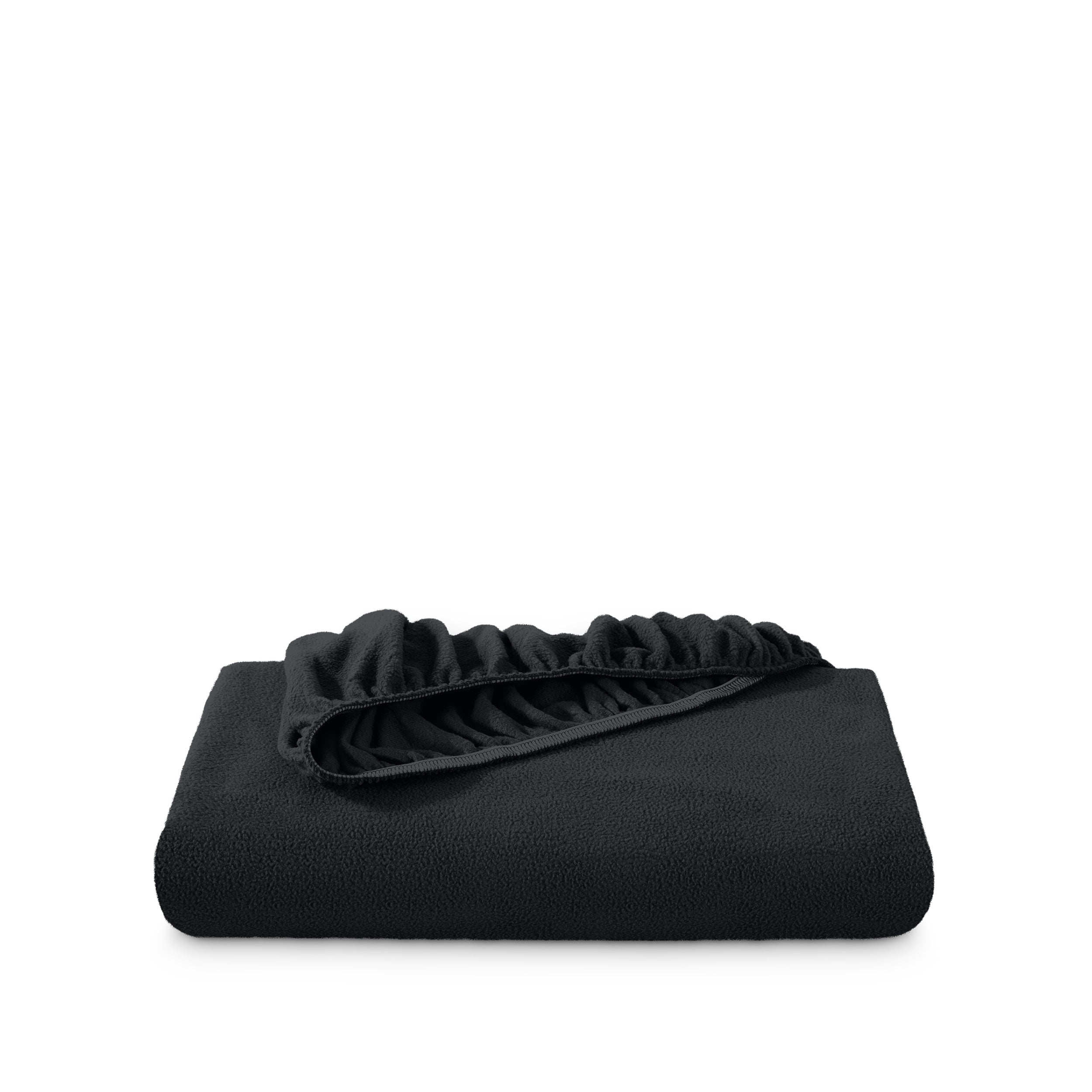 A polar fleece fitted sheet folded