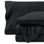 Polar fleece sheet set on a white background