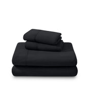 Polar fleece sheet set folded and stacked