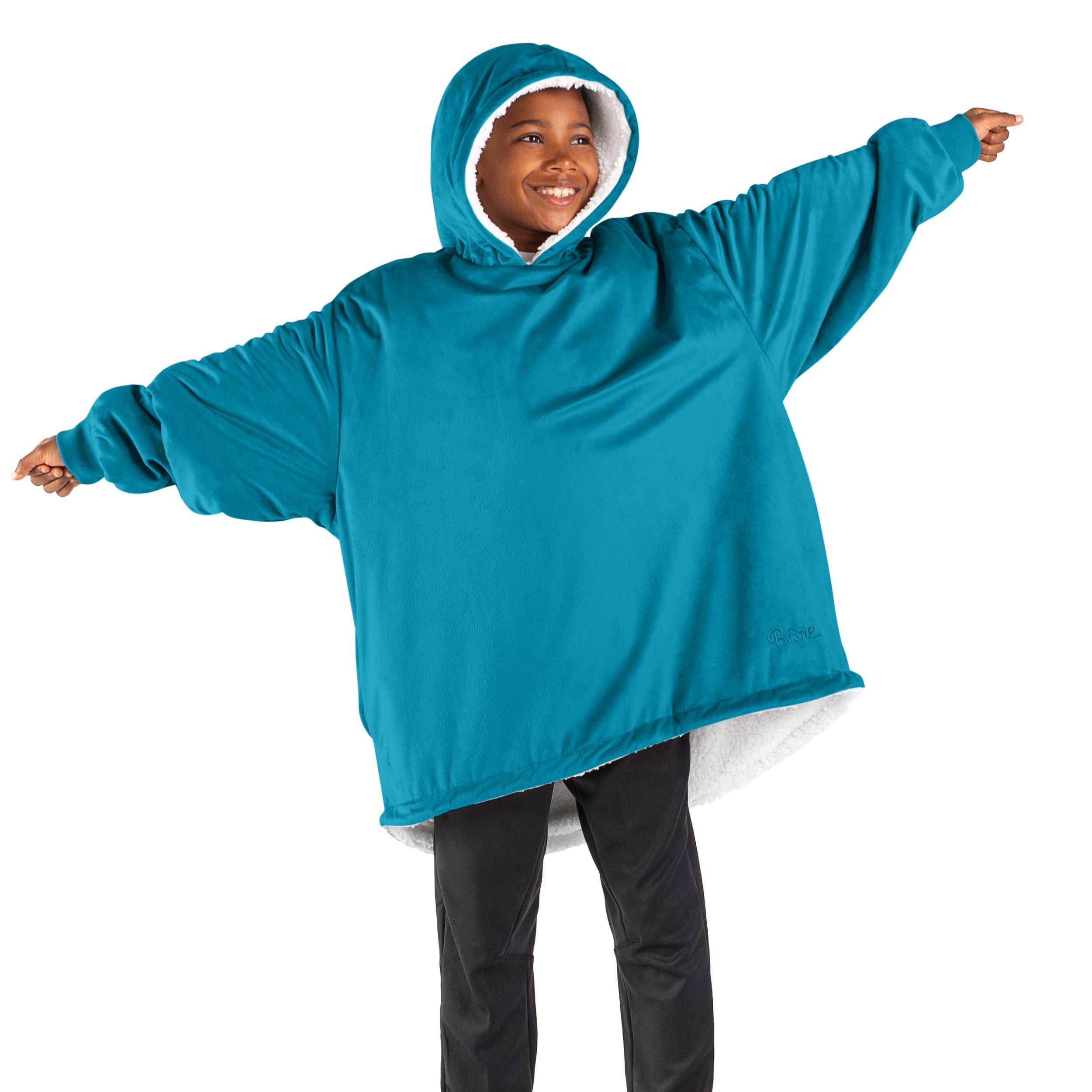 A youth wearable blanket on a child