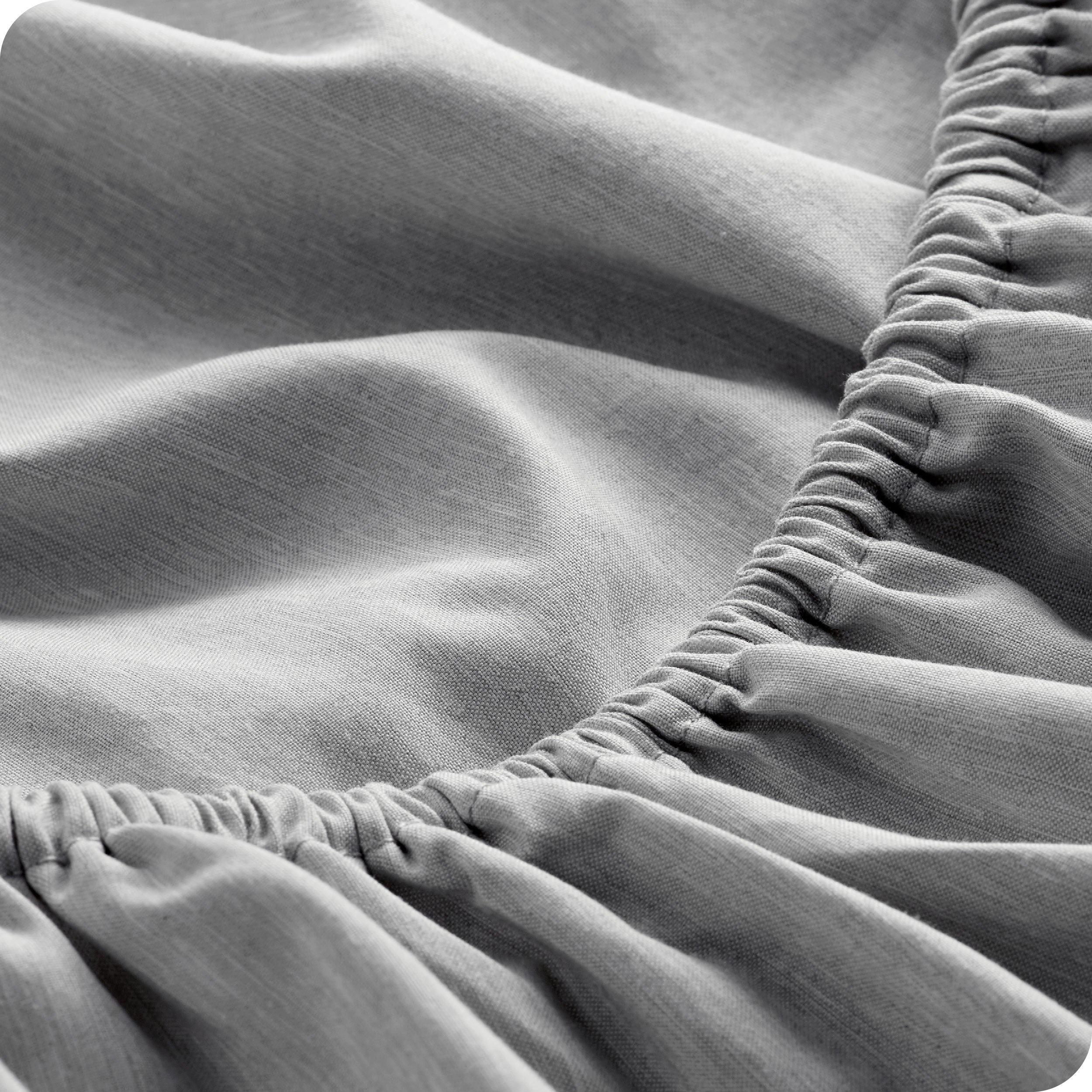 Close-up of fitted sheet with elastic edge