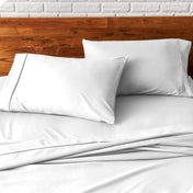Close up of pillowcases on a bed