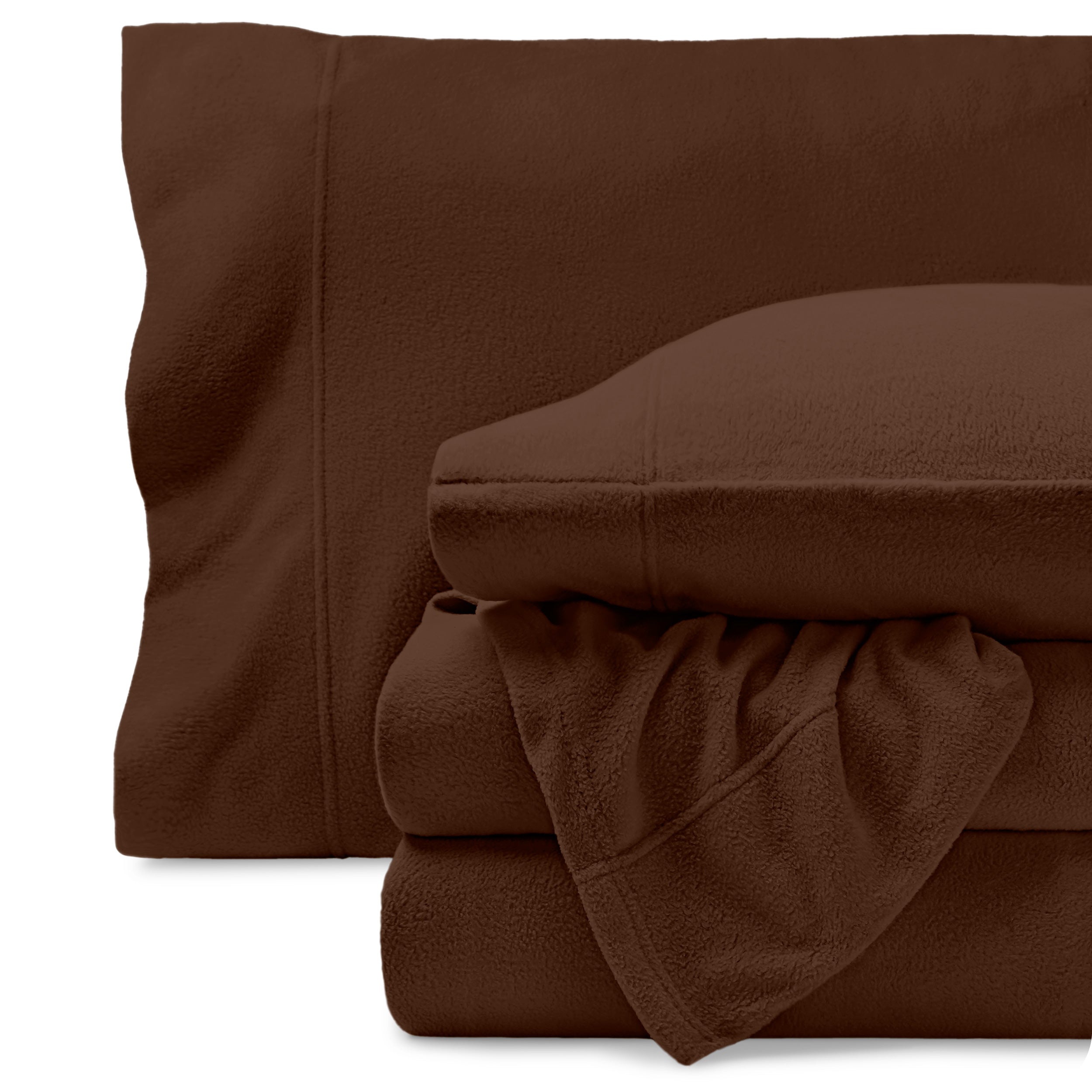 Polar fleece sheet set on a white background