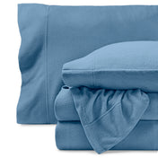 Polar fleece sheet set on a white background