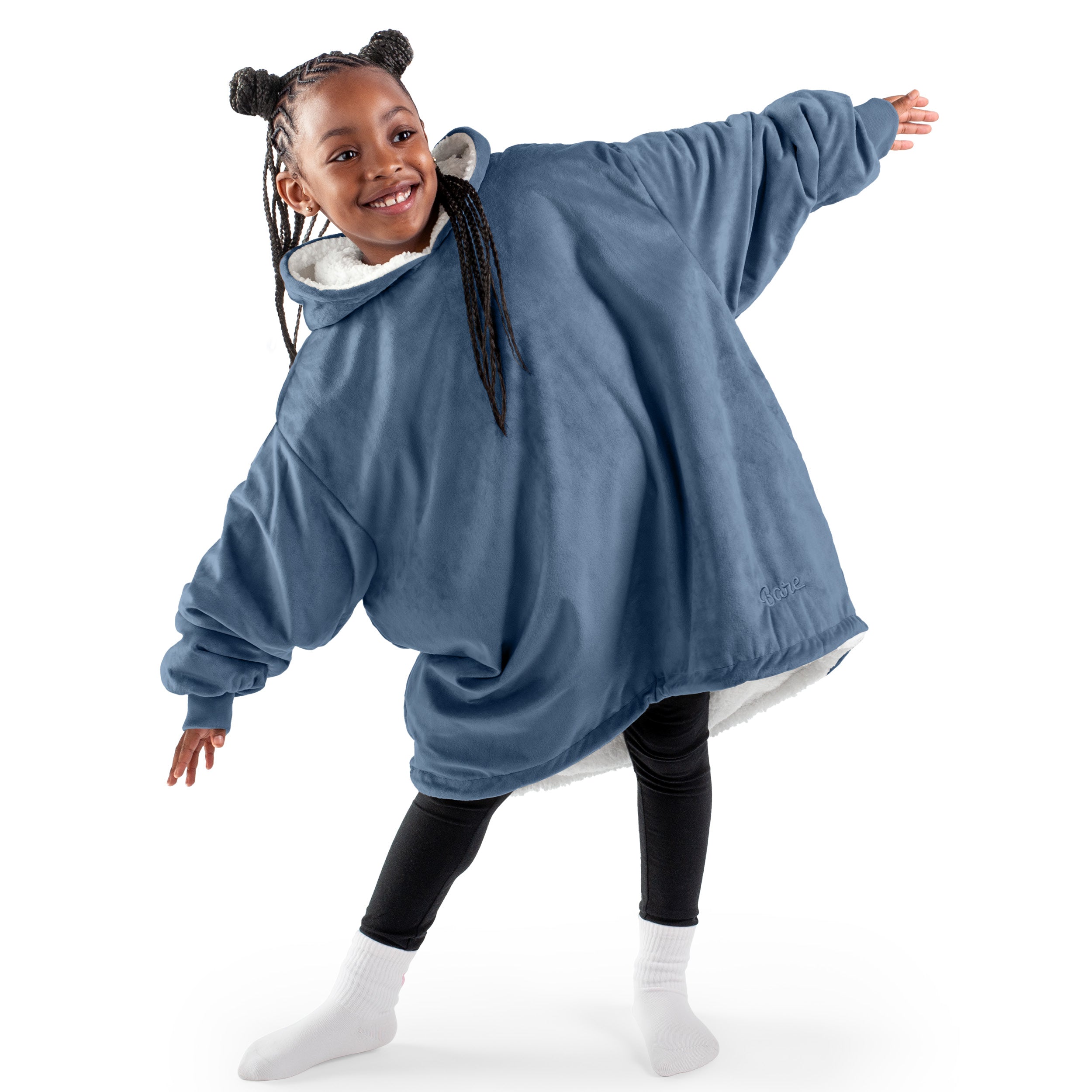 A youth wearable blanket on a child