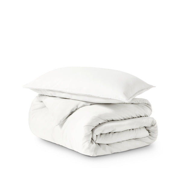 Solid color duvet set folded and stacked