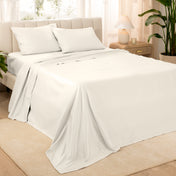 Modern bedroom with sateen sheets on the bed