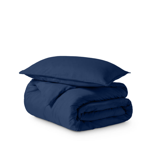 Solid color duvet set folded and stacked