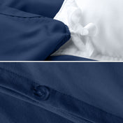 Close up of the ties and buttons on the duvet cover