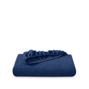 A polar fleece fitted sheet folded