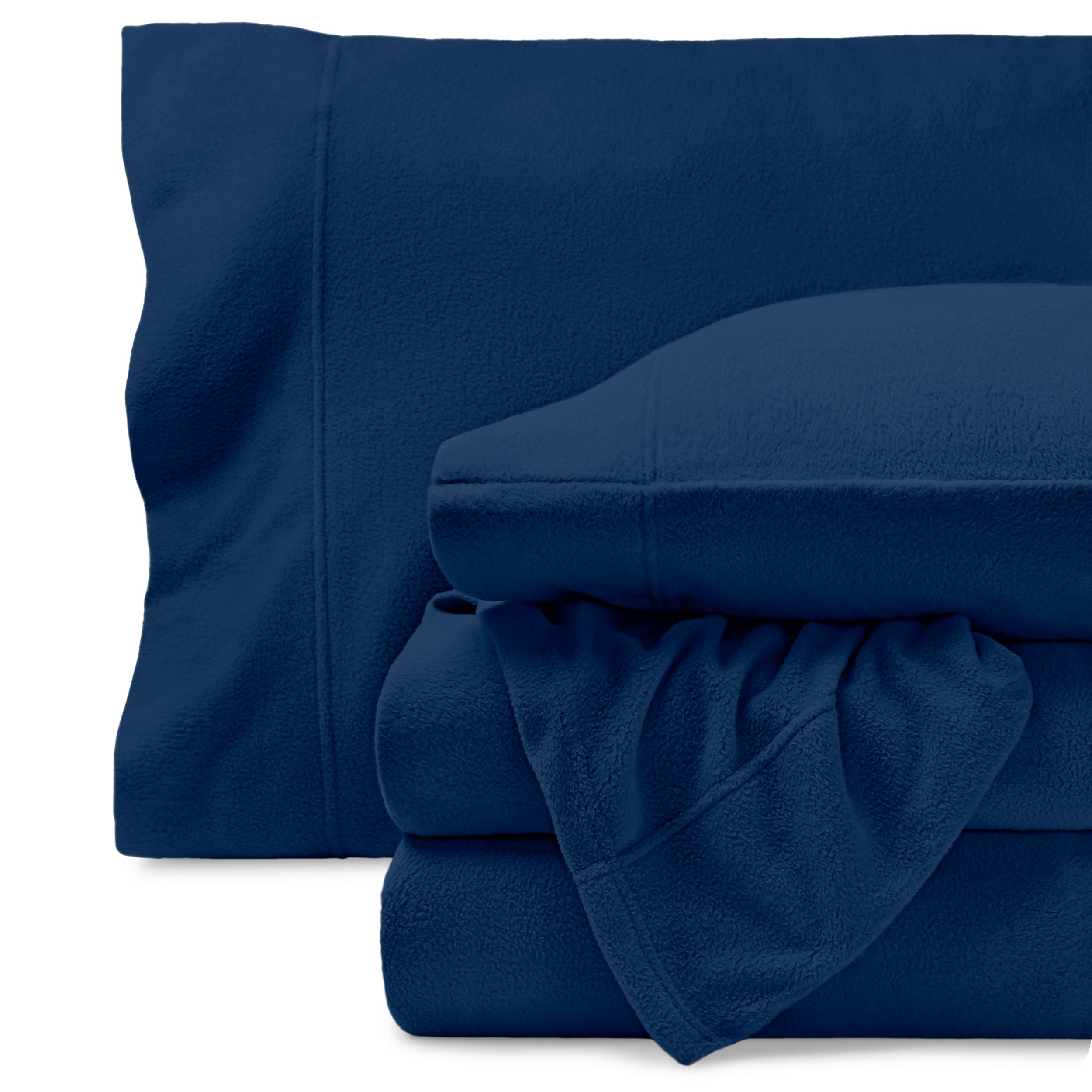 Polar fleece sheet set on a white background