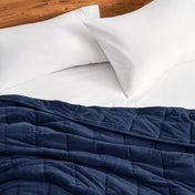 Close-up of a minky weighted blanket on a bed