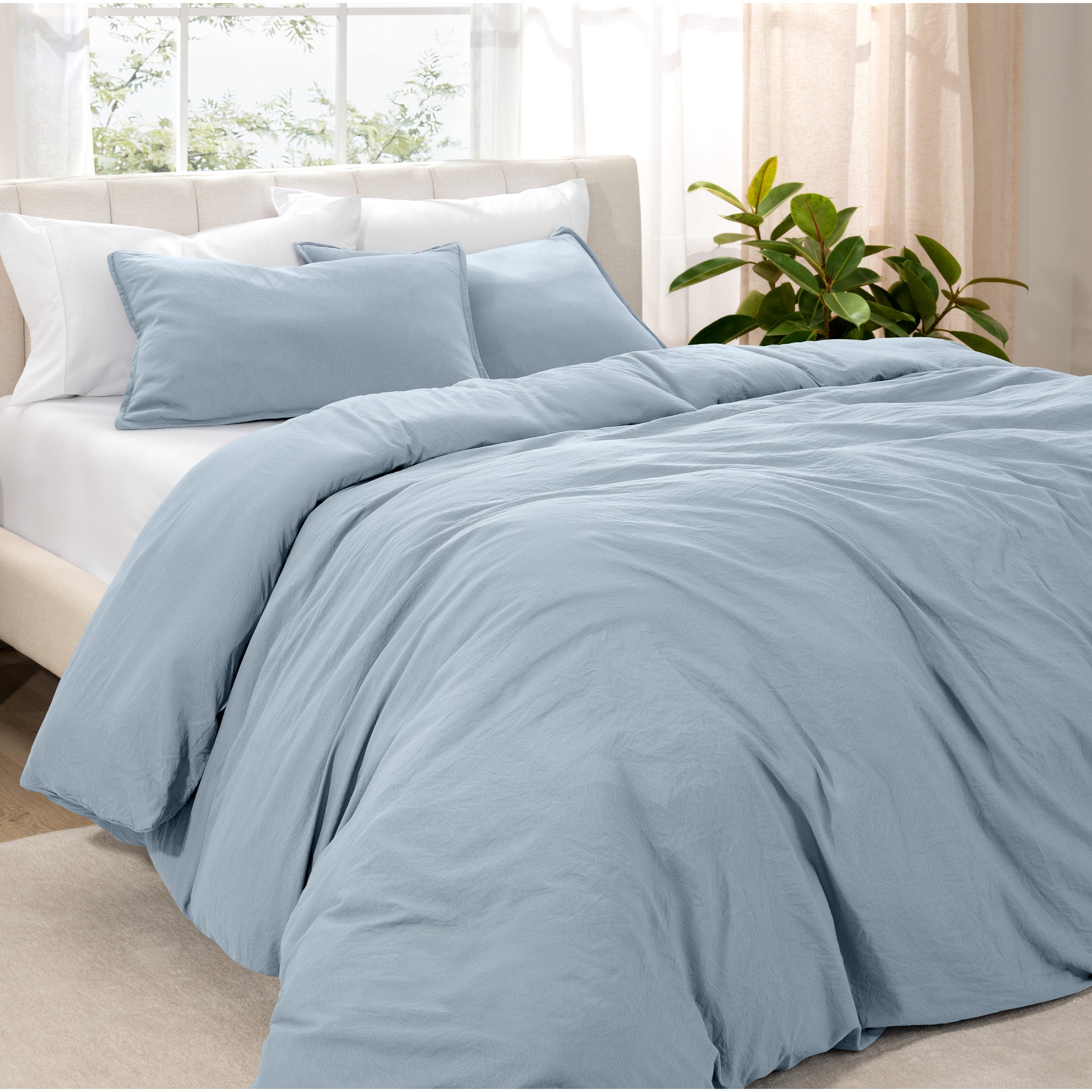 Washed duvet cover set on a bed
