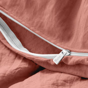 Close up of a duvet cover zipper closure