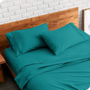 Matching sheets and pillowcases on a bed