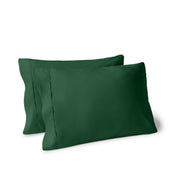 Two pillows on a white background with pillowcases on them