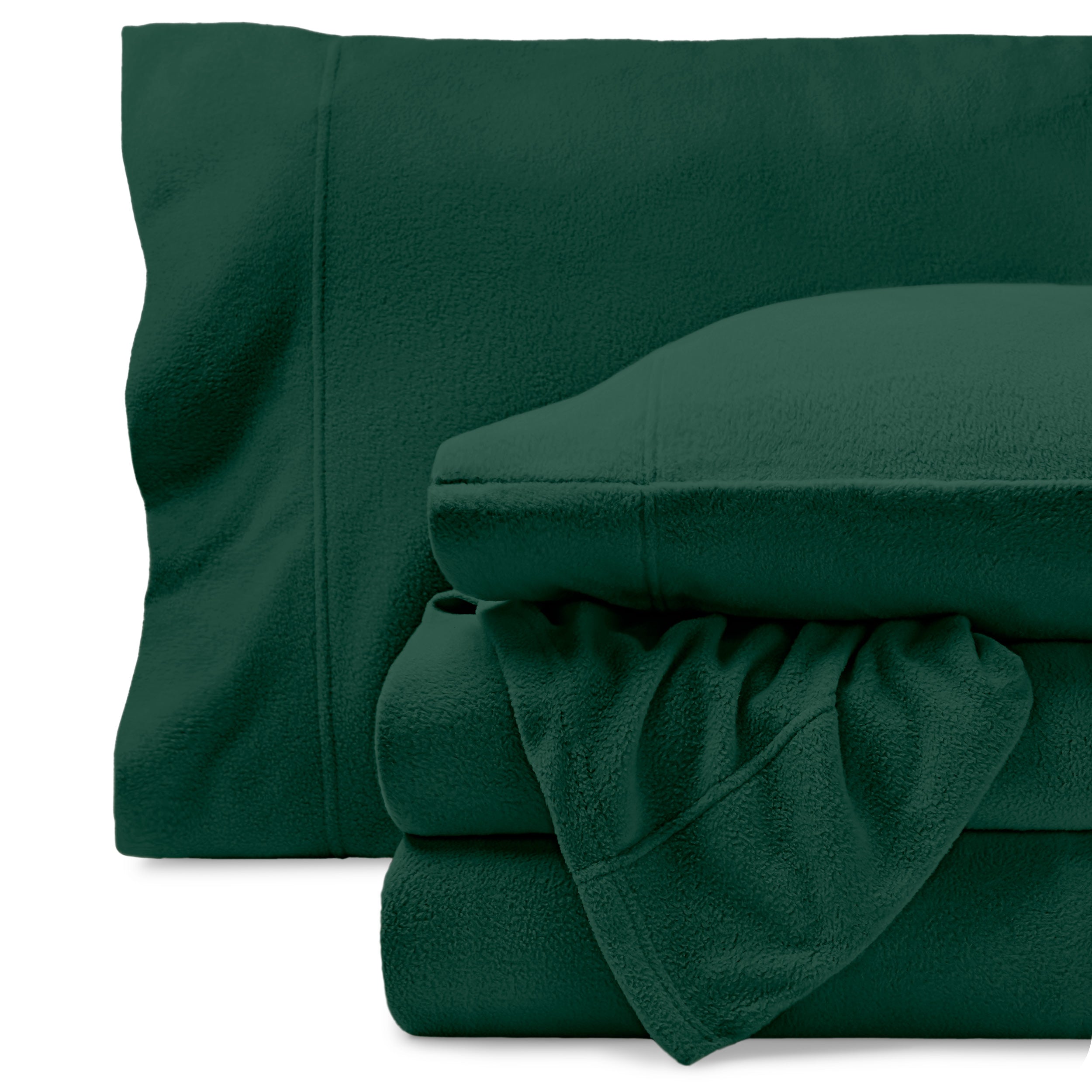 Polar fleece sheet set on a white background