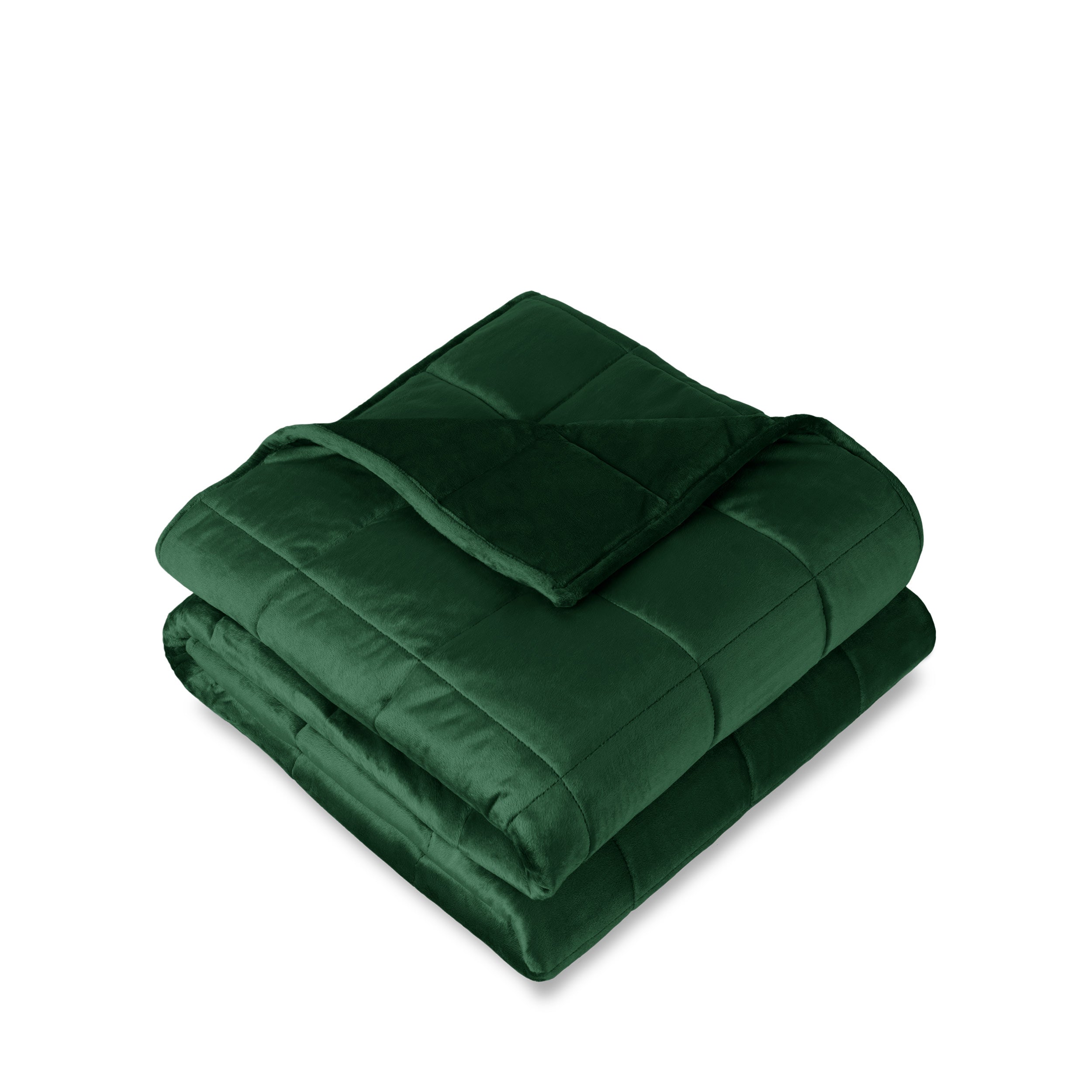 A folded minky weighted blanket with a white background