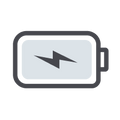 Battery with lightning bolt icon representing durability
