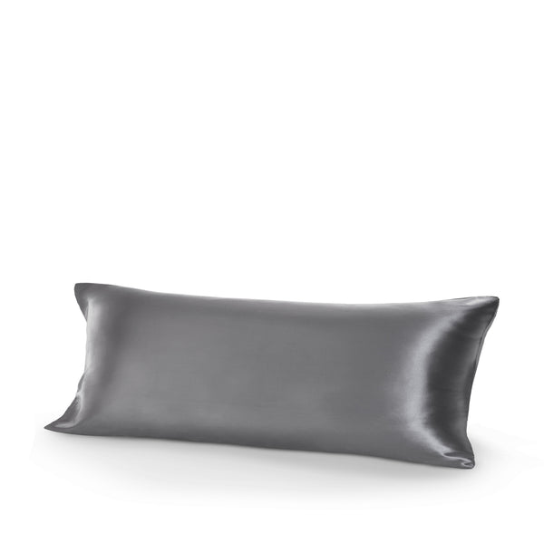 Gray silk pillow on a white background