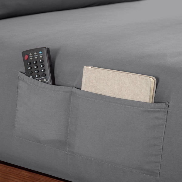 Close up of two pockets on the side of a fitted sheet