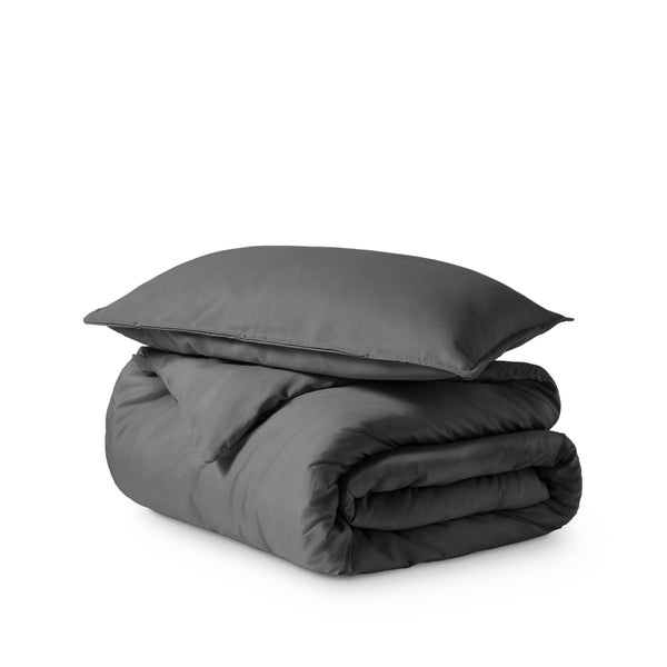 Solid color duvet set folded and stacked