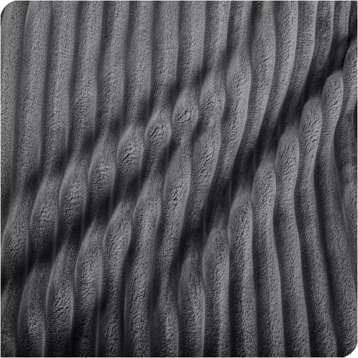 Close up of microplush ribbed textured blanket