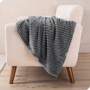 A microplush blanket draped over a chair