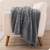A microplush blanket draped over a chair