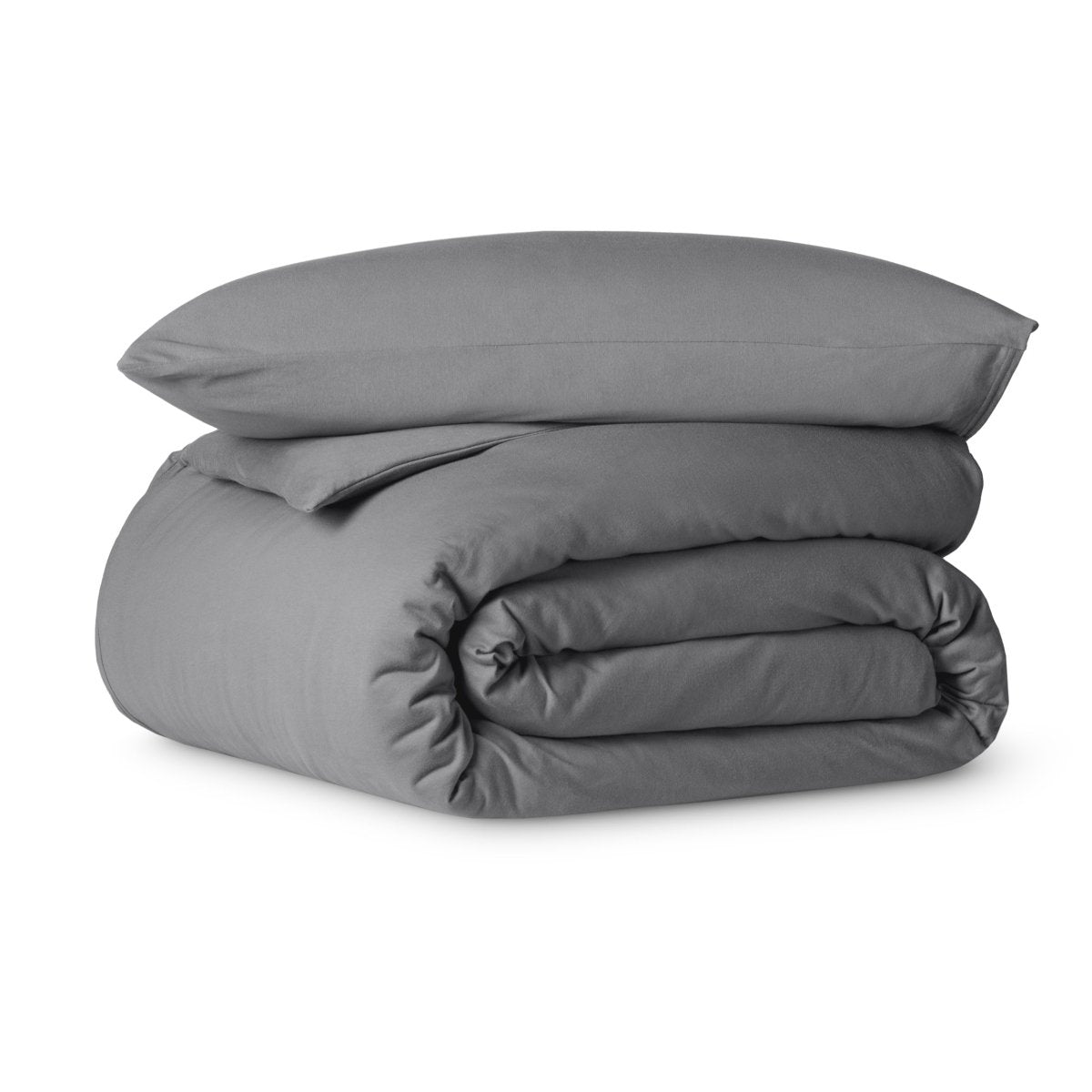 Organic jersey duvet set folded and stacked