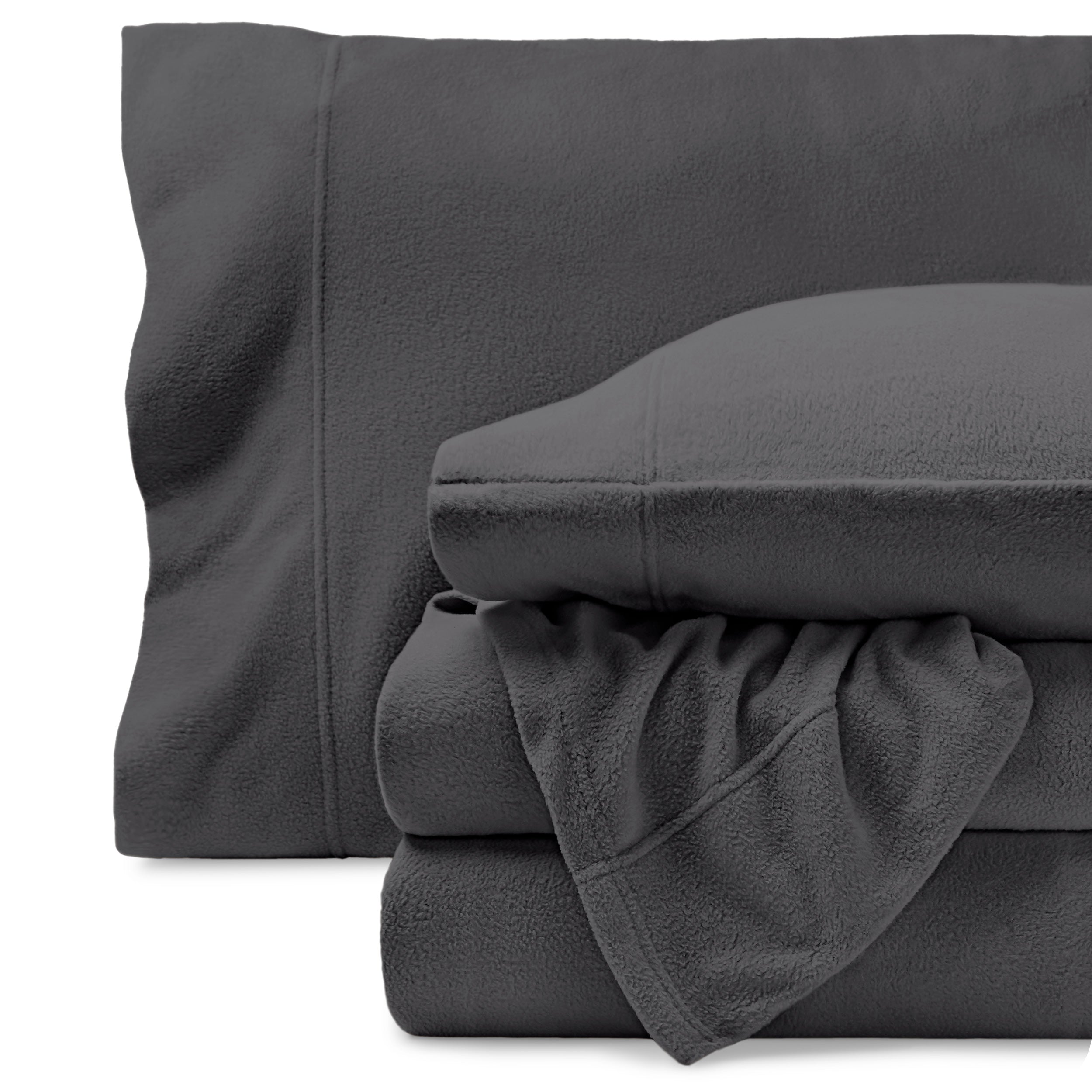 Polar fleece sheet set on a white background
