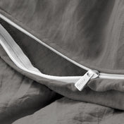Close up of a duvet cover zipper closure
