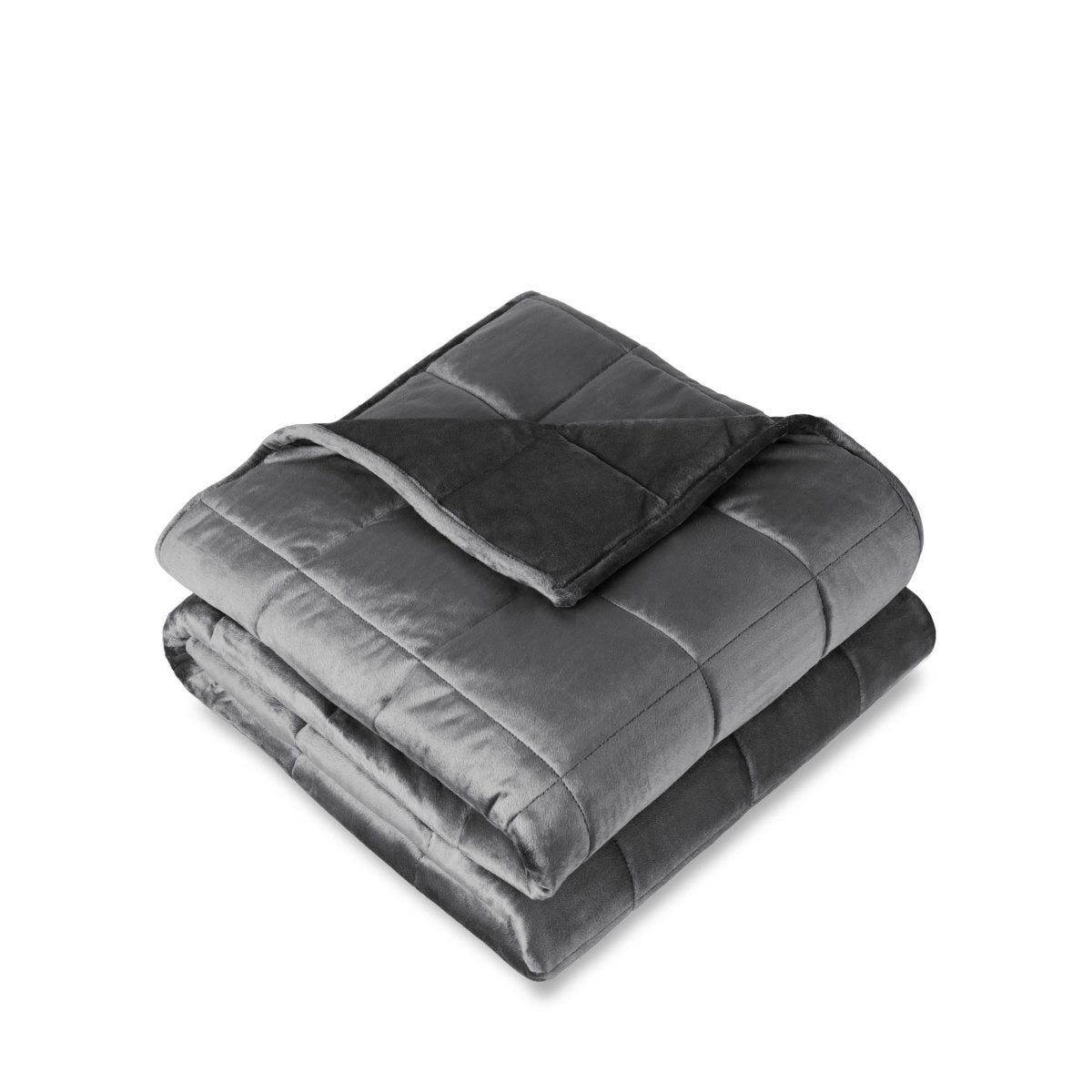 Weighted blanket folded on a white background