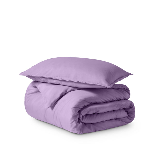 Solid color duvet set folded and stacked