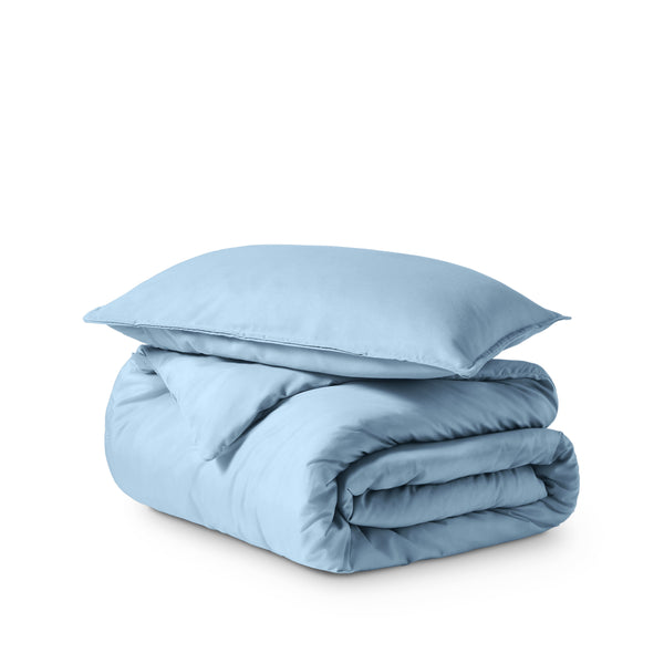 Solid color duvet set folded and stacked