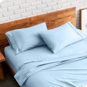 Matching sheets and pillowcases on a bed
