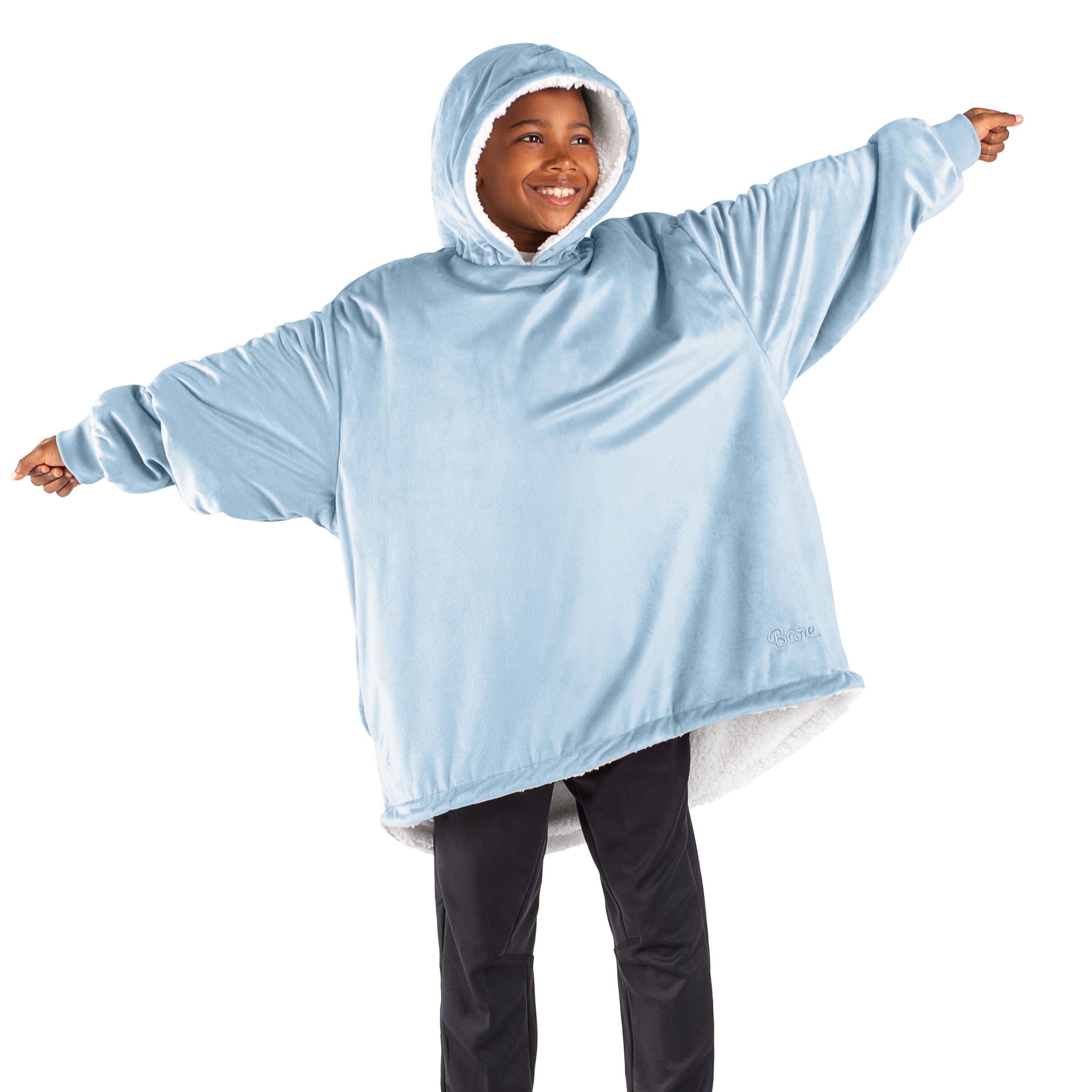 A youth wearable blanket on a child