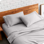 Matching sheets and pillowcases on a bed