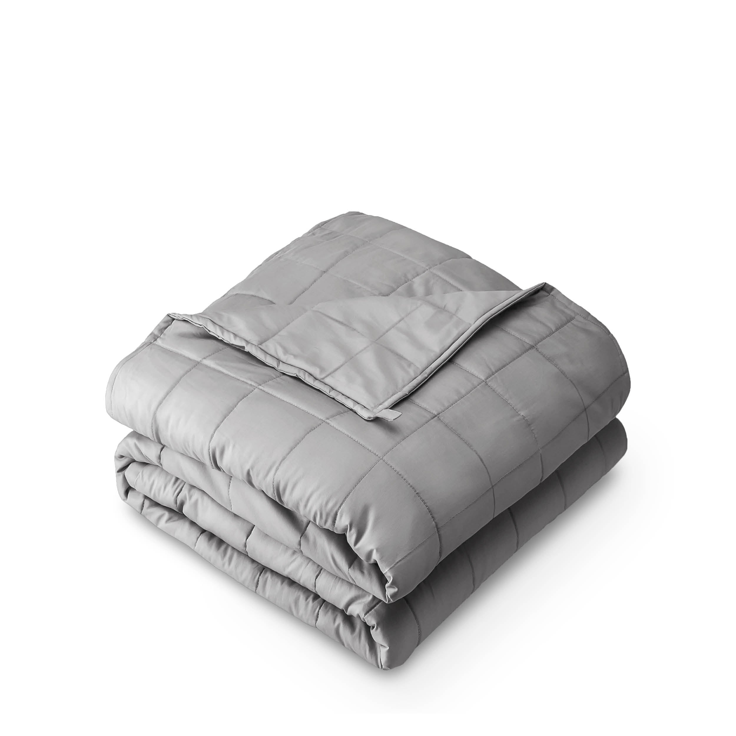 Weighted blanket folded on a white background