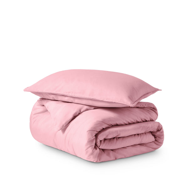 Microfiber duvet set folded on a white background