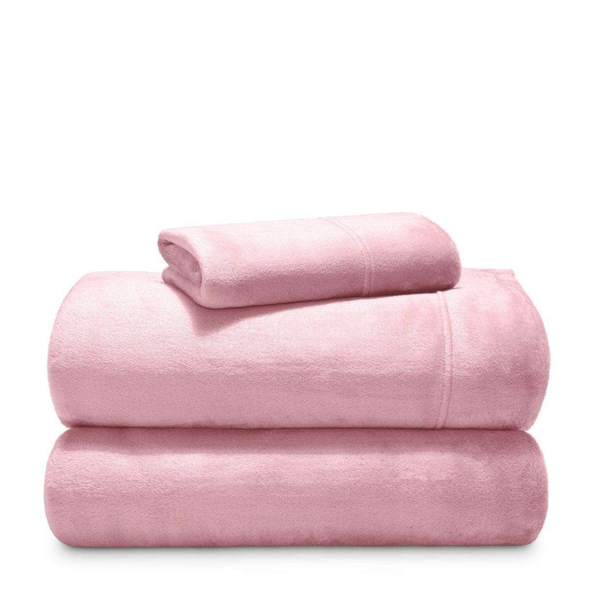 Stack of microplush sheets on a white background