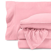 Polar fleece sheet set on a white background
